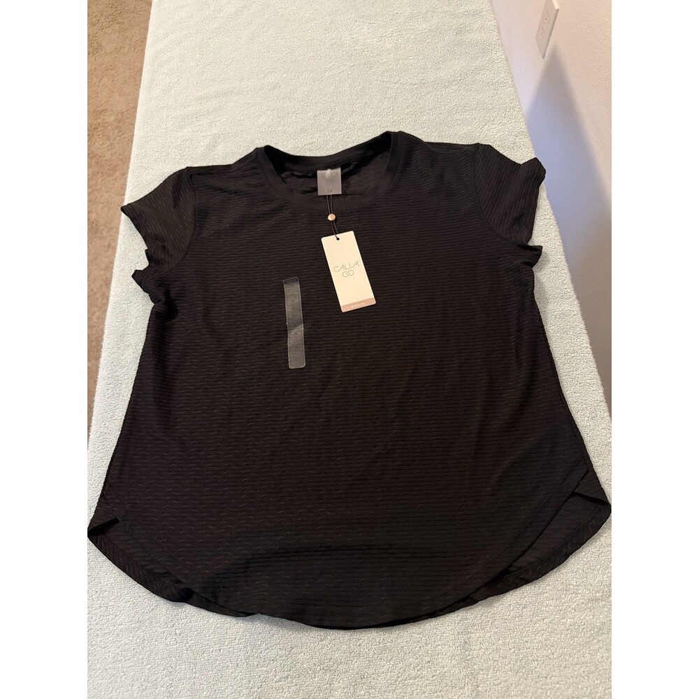 Calia Womens Medium Black Seamless Workout Tee Short Sleeve Athletic Top NWT